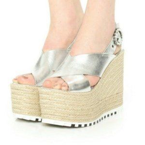 Marc Jacobs Cornelia Wedge Espadrille in Silver